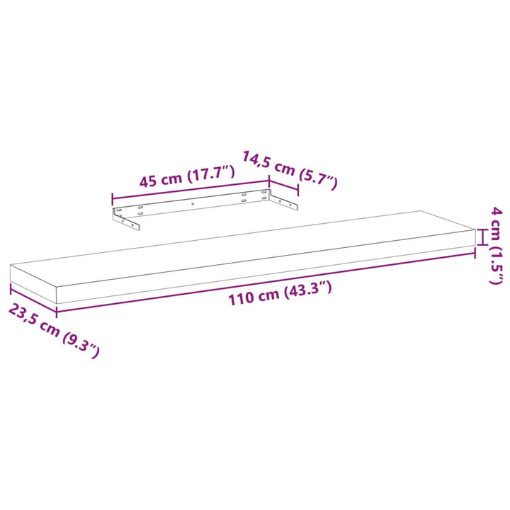 Schweberegale 2 Stk. 110X23,5X4 Cm Holzwerkstoff