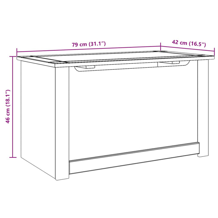 Truhe Mit Deckel Panama 79X42X46 Cm Massivholz Kiefer