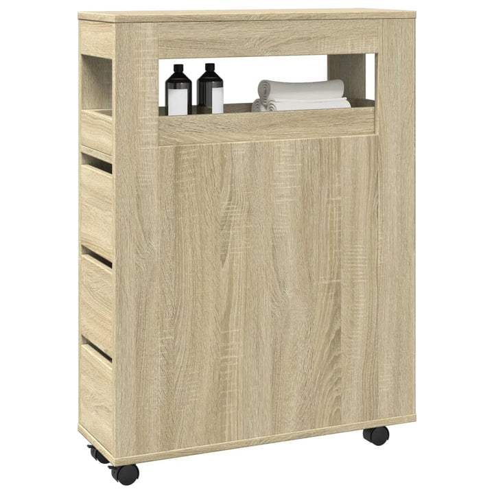 Badschrank Schmal Mit Rollen Holzwerkstoff