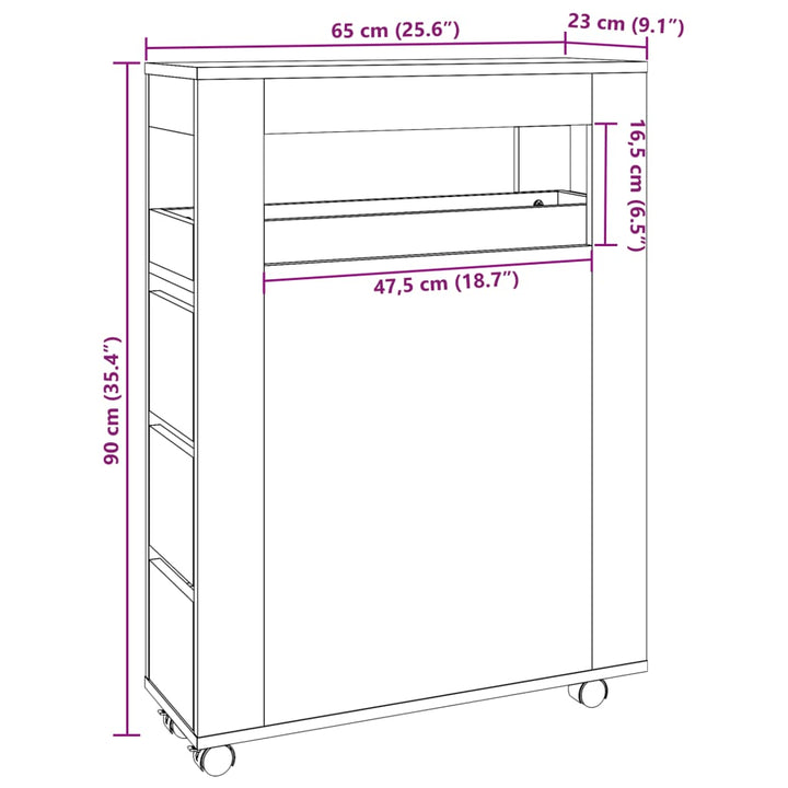 Badschrank Schmal Mit Rollen Holzwerkstoff