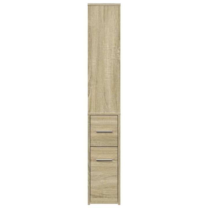 Badschrank Schmal Mit Rollen Sonoma-Eiche Holzwerkstoff