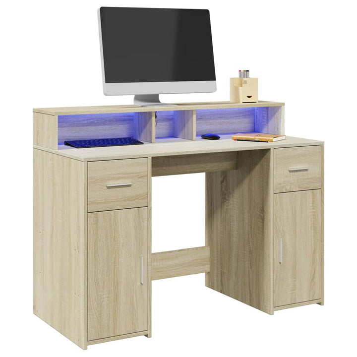 Led-Schreibtisch Artisan-Eiche Holzwerkstoff