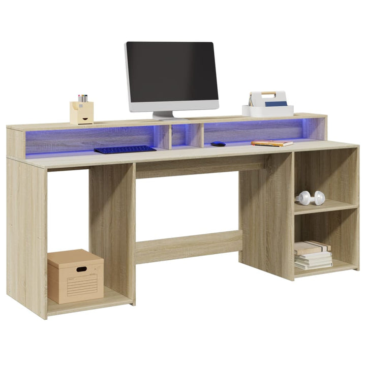 Led-Schreibtisch Artisan-Eiche Holzwerkstoff