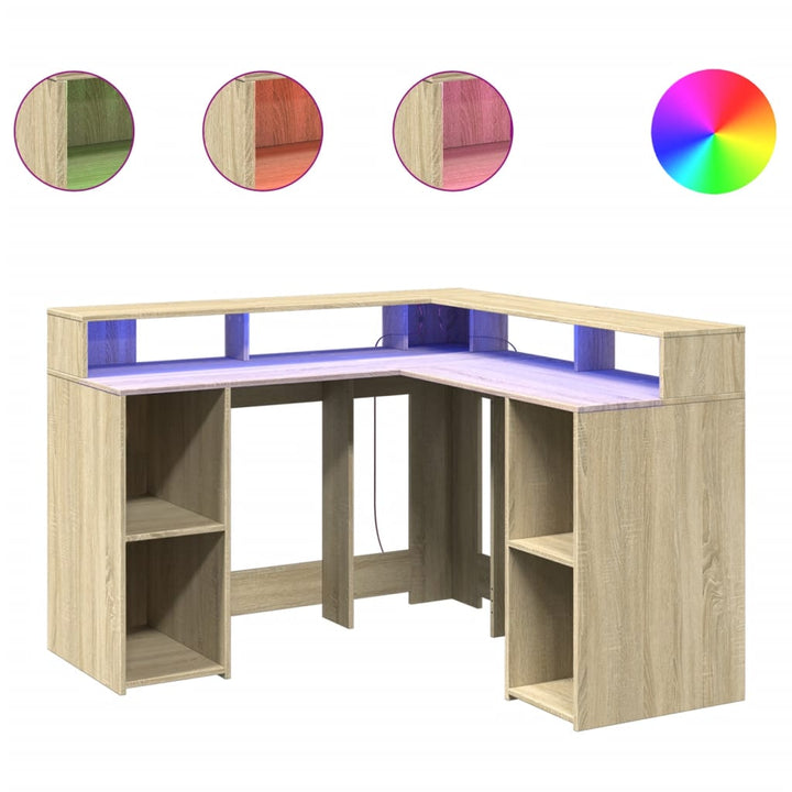 Led-Schreibtisch Sonoma-Eiche Holzwerkstoff