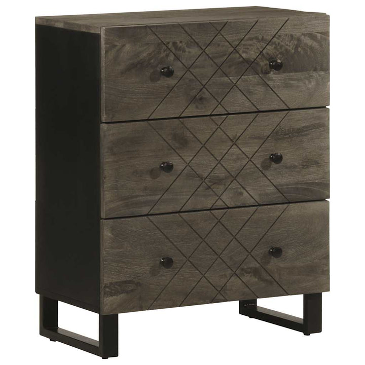 Sideboards 2 Stk. Schwarz 60X33X75 Cm Massivholz Mango Natural Steel