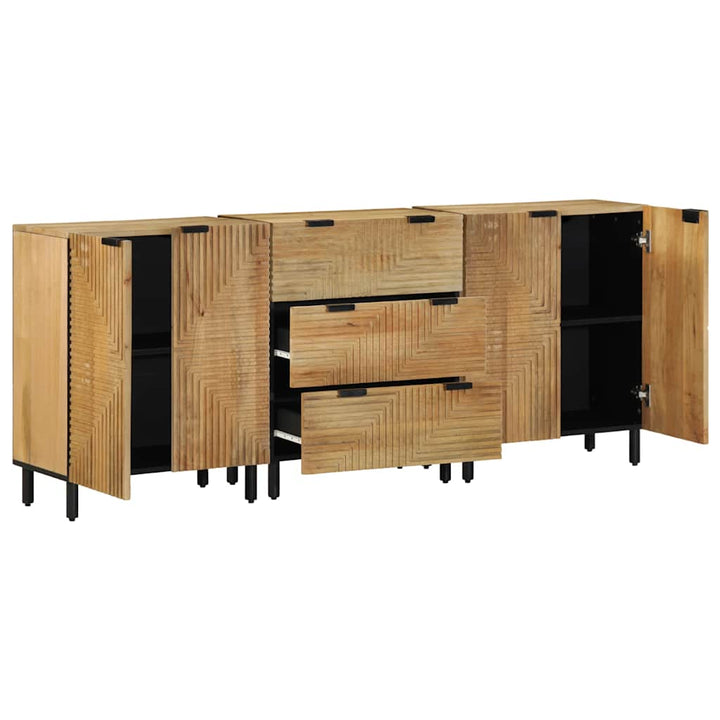 3-Tlg. Sideboards 60X33X75 Cm Massivholz Mango