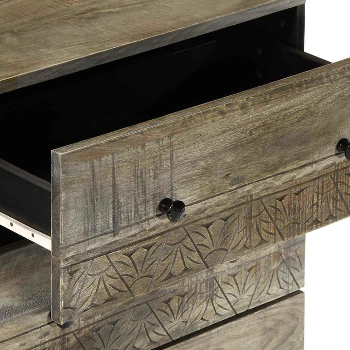 Sideboards 2 Stk. Hellgrau 60X33,5X75 Cm Massivholz Mango Schwarz