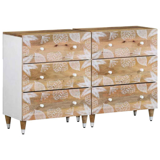 Sideboards 2 Stk. 60X33,5X75 Cm Massivholz Mango