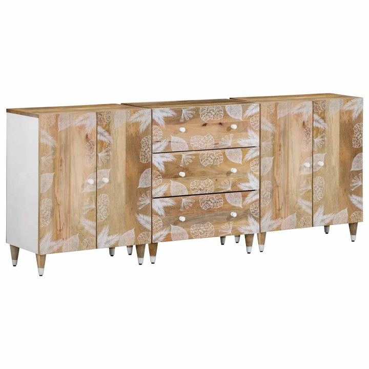 Sideboards 3 Stk. 60X33,5X75 Cm Massivholz Mango