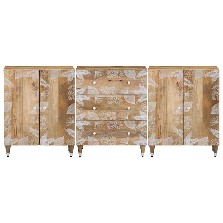 Sideboards 3 Stk. 60X33,5X75 Cm Massivholz Mango