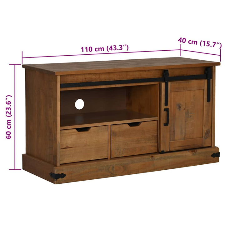 Tv-Schrank Halden Mit Schiebetür 110X40X60 Cm Massivholz