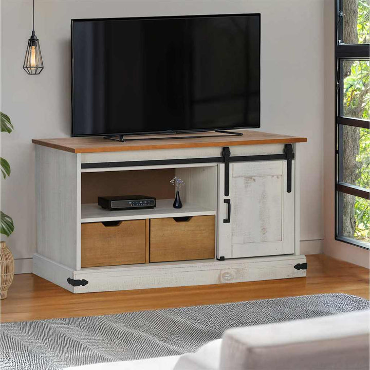 Tv-Schrank Halden Mit Schiebetür 110X40X60 Cm Massivholz