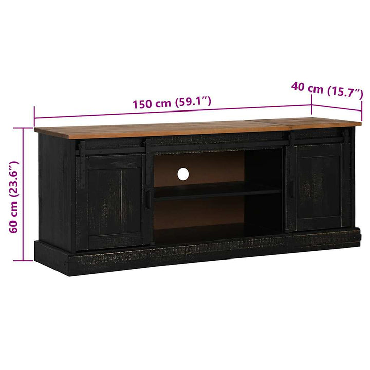 Tv-Schrank Halden 2 Schiebetüren 150X40X60Cm Massivholz