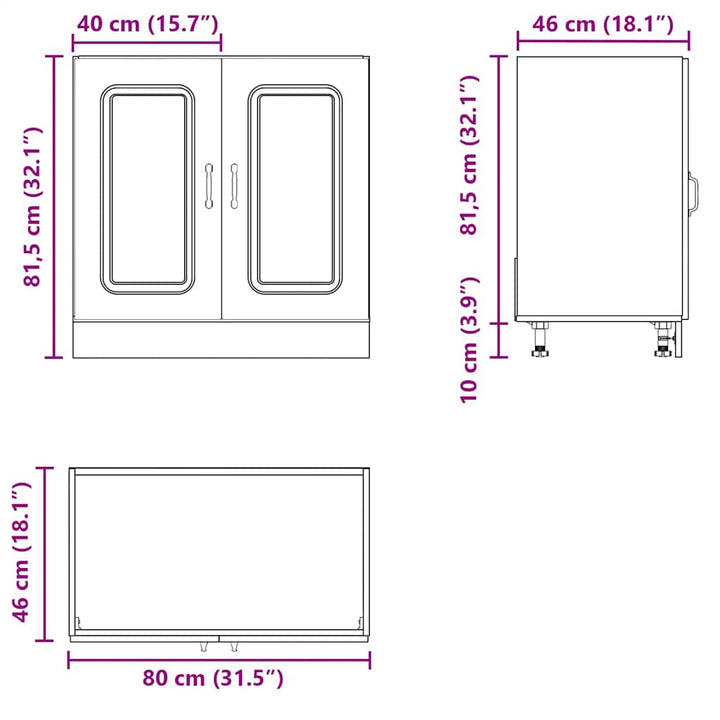 Spülenunterschrank Kalmar Sonoma-Eiche 80X46X81,5 Cm Sonoma Eiche