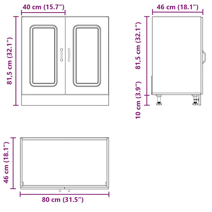 Spülenunterschrank Kalmar 80X46X81,5 Cm Holzwerkstoff Betongrau