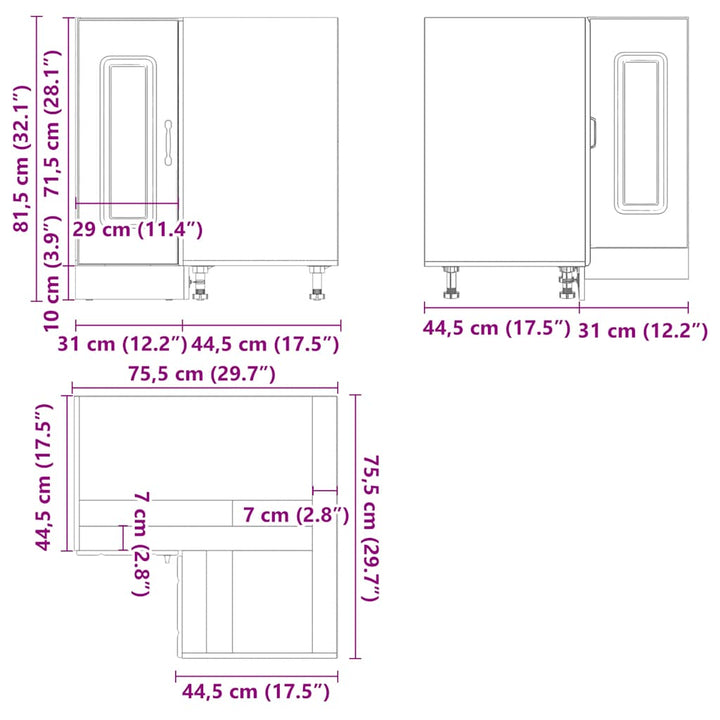 Küchen-Eckunterschrank Kalmar Holzwerkstoff Weiß