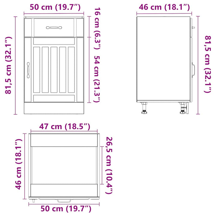 Küchen-Unterschrank Lucca Holzwerkstoff Räuchereiche