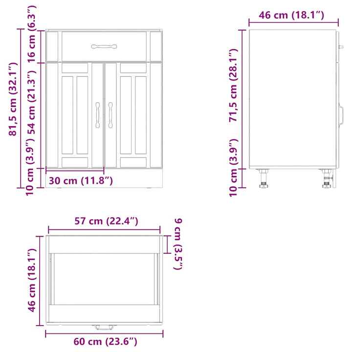 Küchen-Unterschrank Lucca Holzwerkstoff Weiß