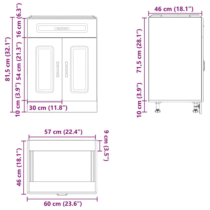 Küchen-Unterschrank Lucca Holzwerkstoff Weiß