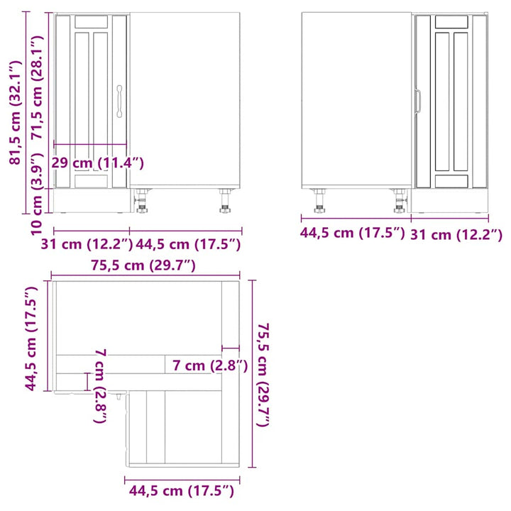 Küchen-Eckunterschrank Lucca Holzwerkstoff Hochglanz-Weiß