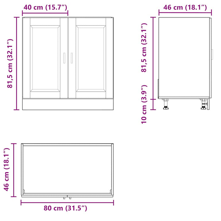 Spülenunterschrank Porto 80X46X81,5 Cm Holzwerkstoff Weiß