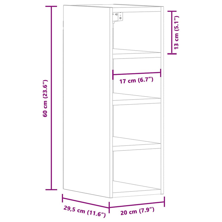 Hängeschrank 20X29,5X60 Cm Holzwerkstoff Weiß