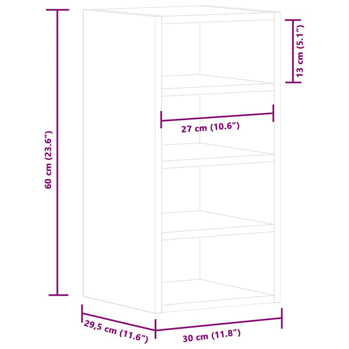 Hängeschrank 30X29,5X60 Cm Holzwerkstoff Schwarz