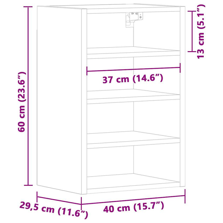 Hängeschrank 40X29,5X60 Cm Holzwerkstoff Betongrau