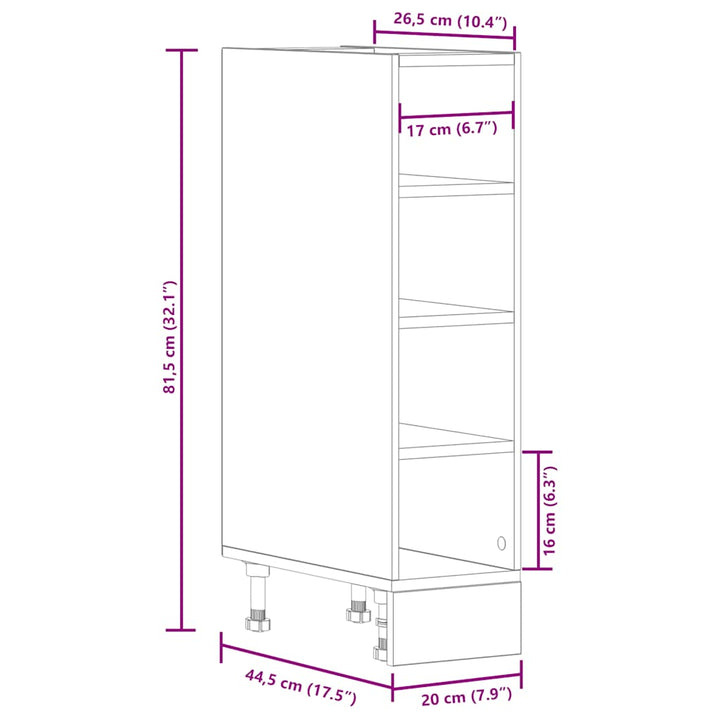 Unterschrank Sonoma-Eiche 20X44,5X81,5 Cm Holzwerkstoff Sonoma Eiche