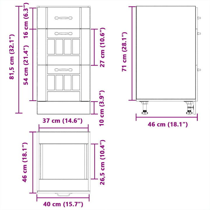 Küchen-Unterschrank Lucca Holzwerkstoff Weiß