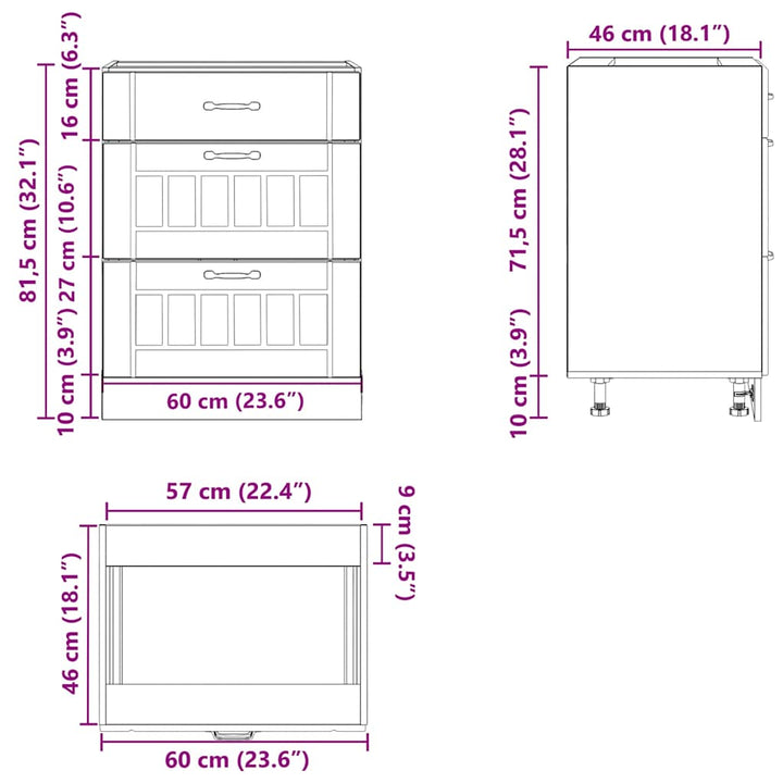 Küchen-Unterschrank Lucca Holzwerkstoff Weiß