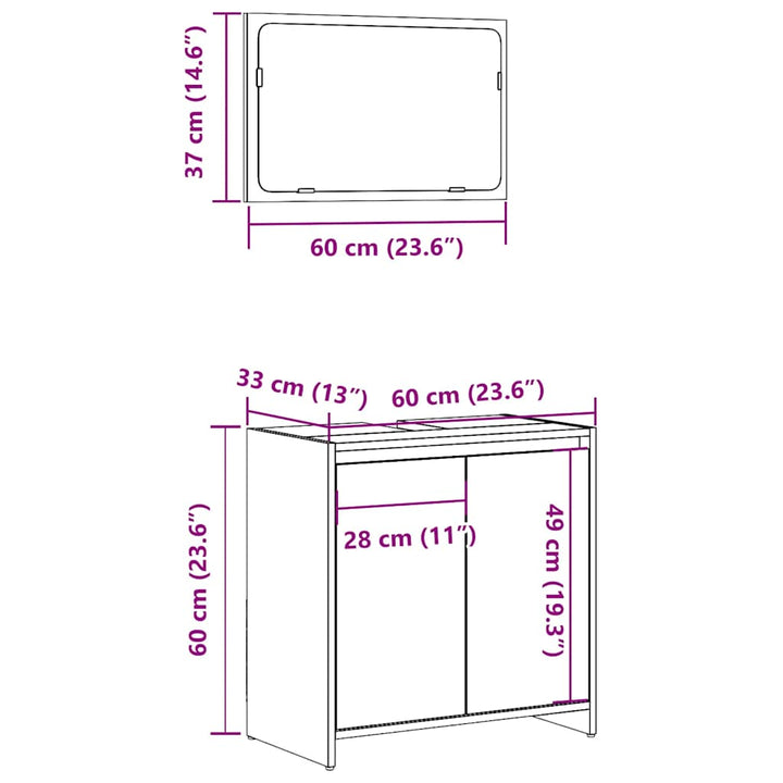 2-Tlg. Badmöbel-Set -Optik Holzwerkstoff