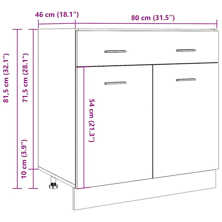 Schubunterschrank -Optik 80X46X81,5 Cm Holzwerkstoff Altholz