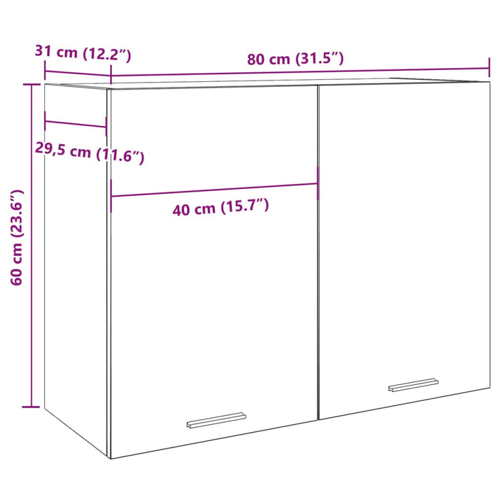 Hängeschrank 80X31X60 Cm Holzwerkstoff Betongrau