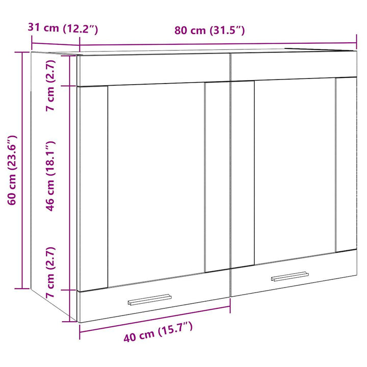 Hängeglasschrank Artisan-Eiche 80X31X60 Cm Holzwerkstoff Eiche Handwerklich