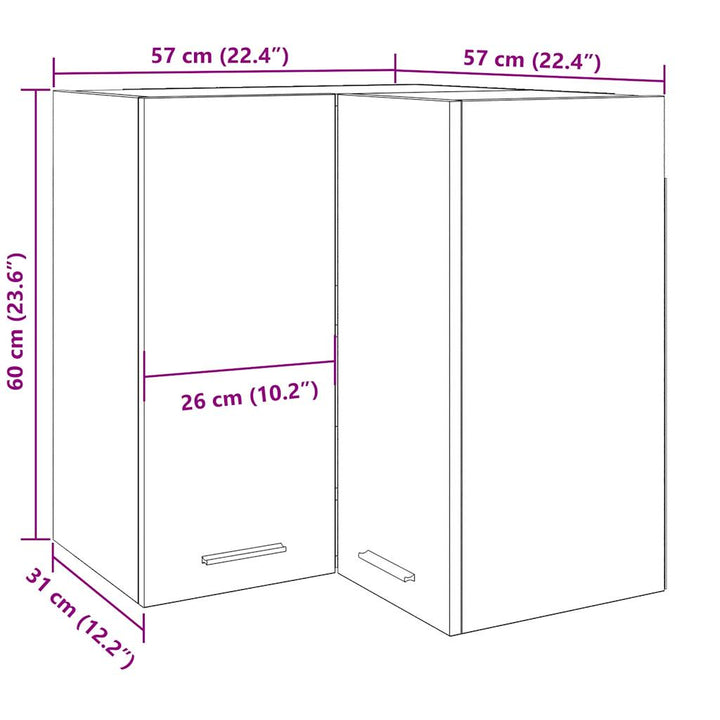 Eck-Hängeschrank Artisan-Eiche 57X57X60 Cm Holzwerkstoff Eiche Handwerklich