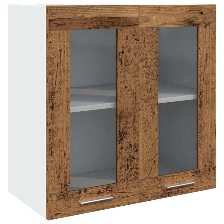 Küchen-Wandschrank Mit Glastüren -Optik 60X31X60 Cm Altholz