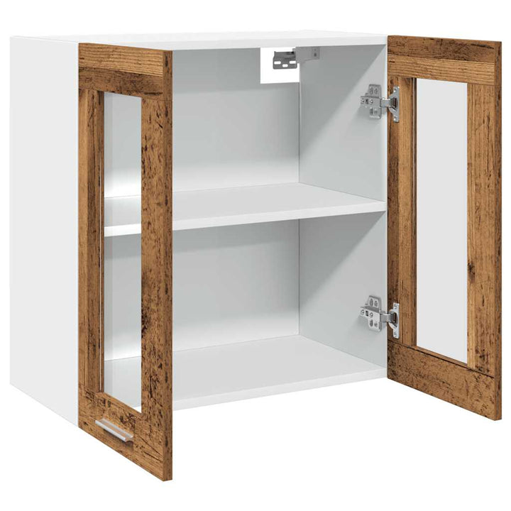 Küchen-Wandschrank Mit Glastüren -Optik 60X31X60 Cm Altholz