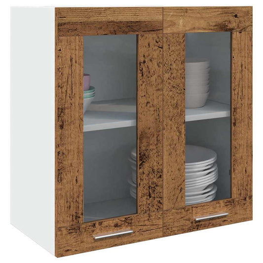 Küchen-Wandschrank Mit Glastüren -Optik 60X31X60 Cm Altholz