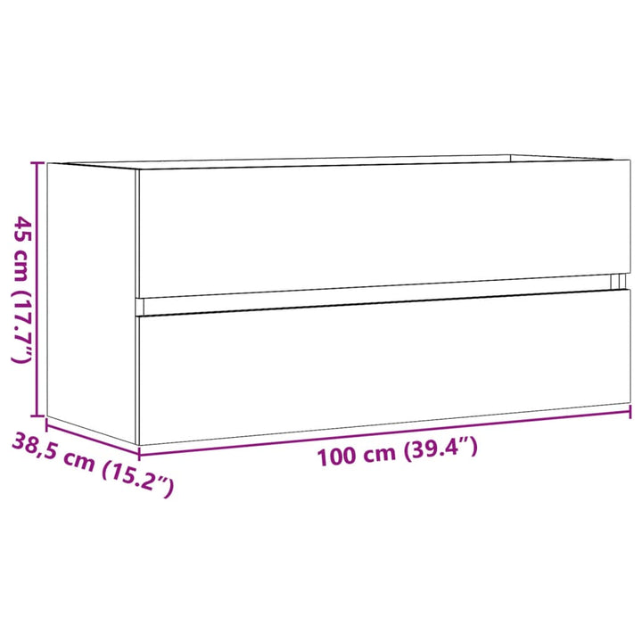 Waschbeckenunterschrank Betongrau 100X38,5X45 Cm Holzwerkstoff Dunkelgrau