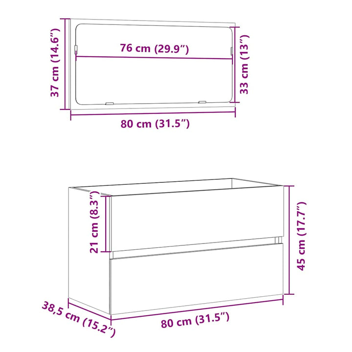 Badschrank Mit Spiegel Betongrau Holzwerkstoff