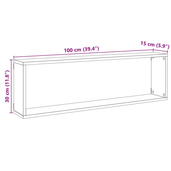 Würfel-Wandregale 4 Stk. -Optik 100X15X30 Holzwerkstoff Altholz