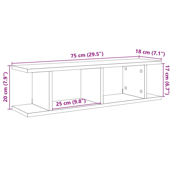 Wandregale 2 Stk. -Optik Holzwerkstoff Altholz