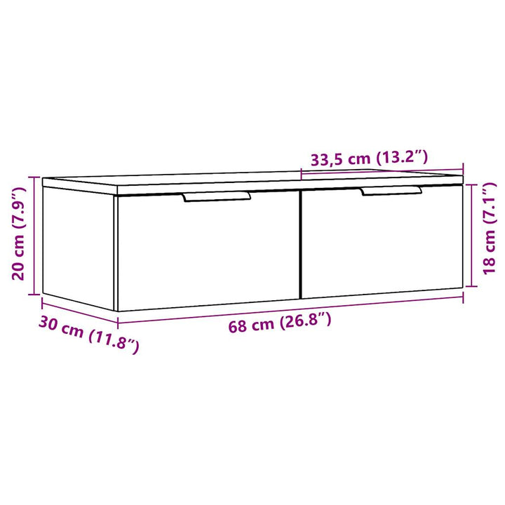 Wandschrank Artisan-Eiche 68X30X20 Cm Holzwerkstoff