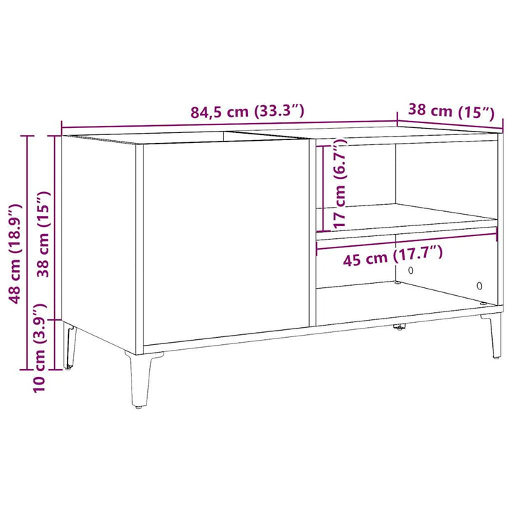 Plattenschrank Artisan-Eiche 84,5X38X48 Cm Holzwerkstoff Schwarz