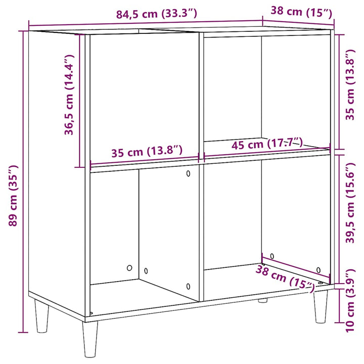 Plattenschrank Artisan-Eiche 84,5X38X89 Cm Holzwerkstoff