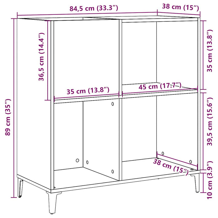 Plattenschrank Altholz-Optik 84,5X38X89 Cm Holzwerkstoff