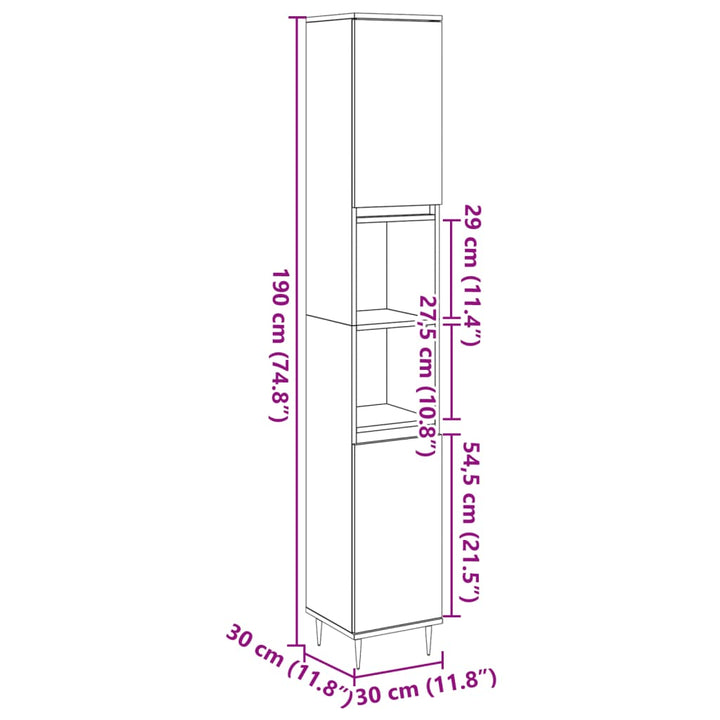 Badschrank 30X30X190 Cm Holzwerkstoff