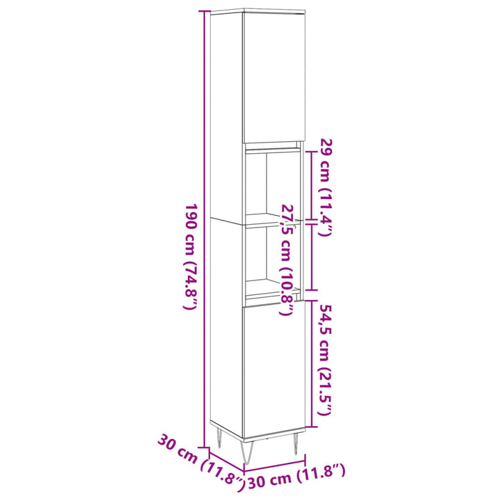 Badschrank -Optik 30X30X190 Cm Holzwerkstoff