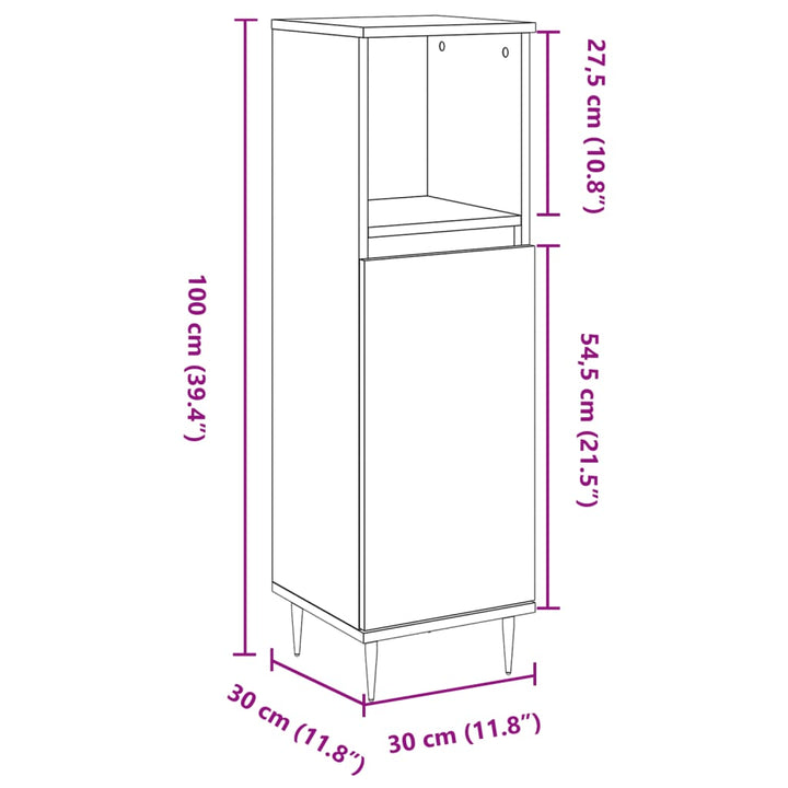 Badschrank -Optik 30X30X100 Cm Holzwerkstoff